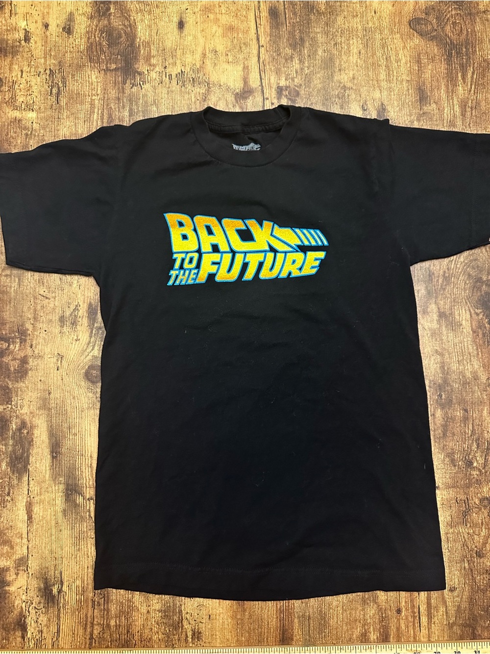 Back to the Future Black Graphic Tee with Yellow/Blue Logo